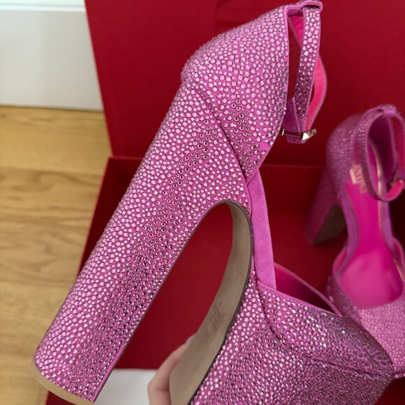 NWT Valentino Garavani Ankle Strap Platform Pumps Crystal-embellished Pink 39.5 - Picture 7 of 15